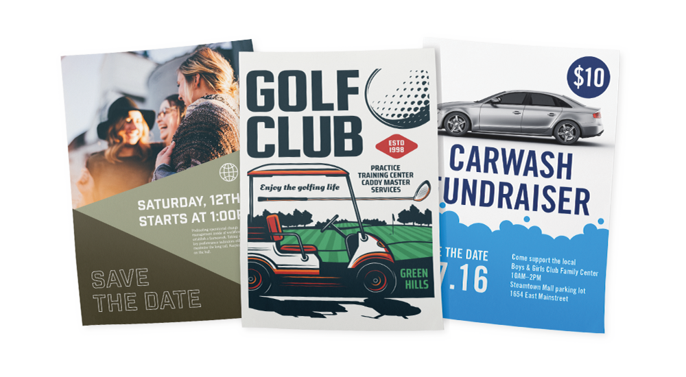 Three flyer examples for events and offers